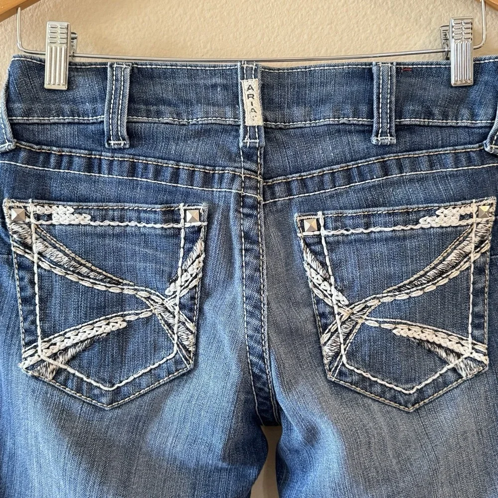 Ariat REAL Denim Bermuda Shorts Womens 29R Western Studded Stretch Denim